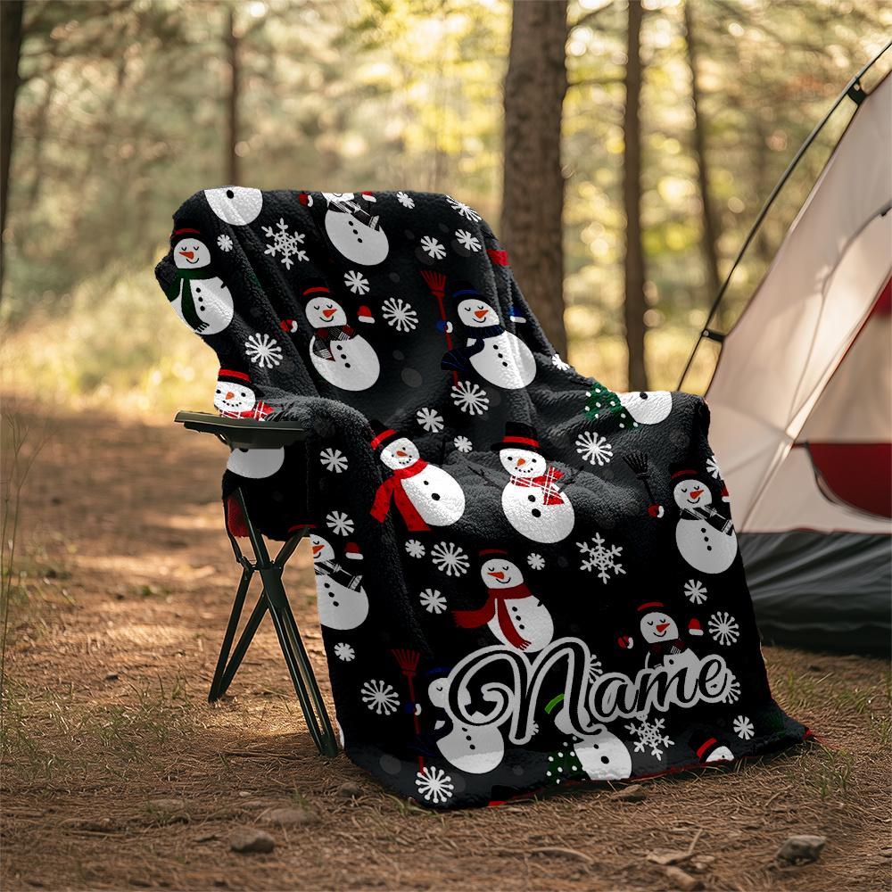Snowman Winter Wonderland Design Artwork Outdoor Blanket Soft Universal For All Seasons Outdoor Campinghomepicnicoutdoor Travel Modern Style Mixed