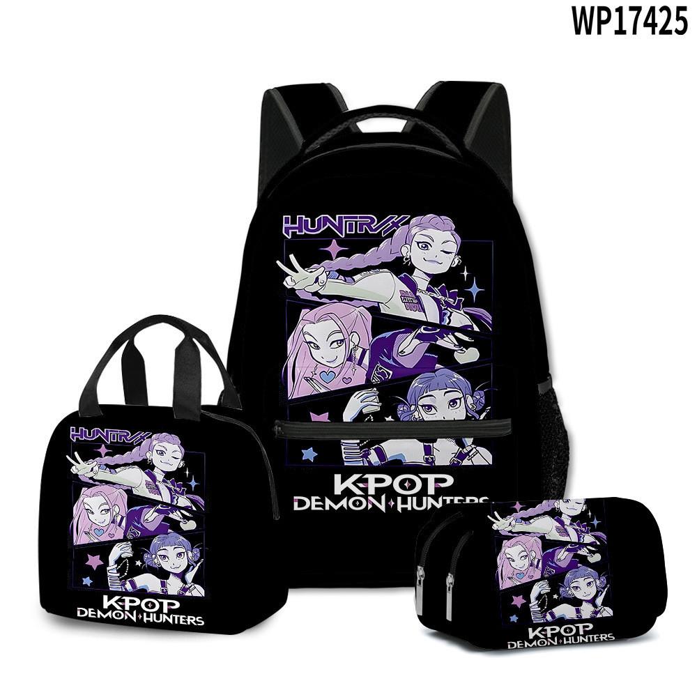 

3d Kpop Demon Hunters Backpack Lunch Bag And Pencil Case Set For Teens Style1