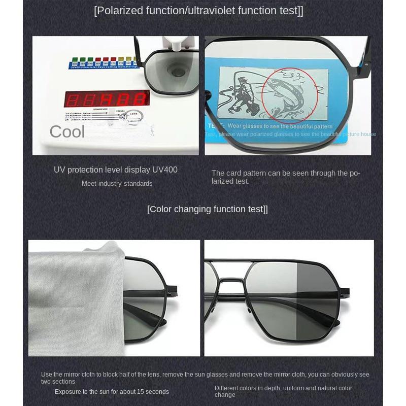 Man polarized Metal Double Beam Glasses Photochromic Sunglasses For Men Drive Night Vision Glasses Fashion Shade For Men Women