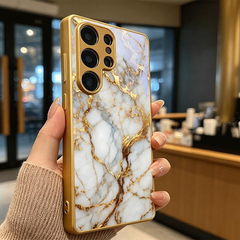 Marble Texture Golden Phone Case For Samsung A50 A51 A52 A53 A54 A55 A56 A57 A71 A72 A73 A31 A32 A34 A36 A37 A30s Glass Cover