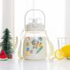 Water Bottleins Large Capacity Plastic Cup with Lifting Rope Crossbody Straw Cup Transparent Bounce Cover Big Belly Cup