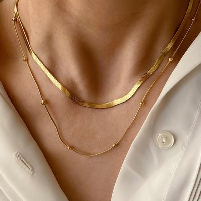 Mode Damen Luxus Mehrschichtige Kugelperlenkette Flache Schlangenkette Alltagskleidung Exquisiter Anhänger Personalisierte Zirkon Geschenke