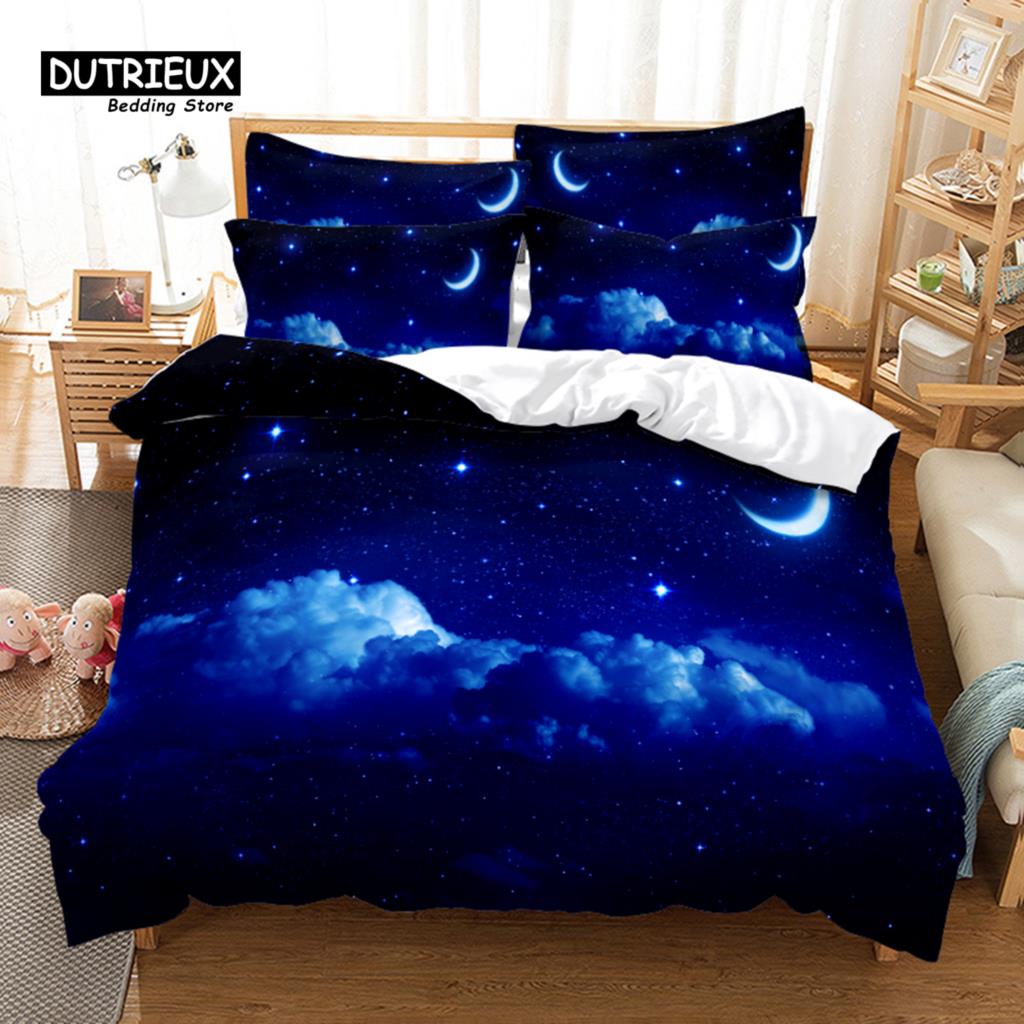 Starry Sky And Galaxy Bedding Set, 3Pcs Duvet Cover Set, Soft Comfortable Breathable Duvet Cover, For Bedroom Guest Room Decor