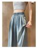 Women's Blue Wide-Leg Drape Jeans