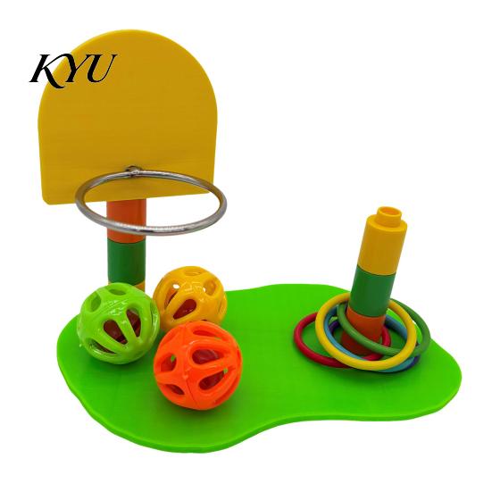 Bite Resistant Parrot Toys Basketball Hoop Toy, Interactive Bird Toss Ring Game, Cage Accessories Agility Training Enrichment Toy for Parakeets