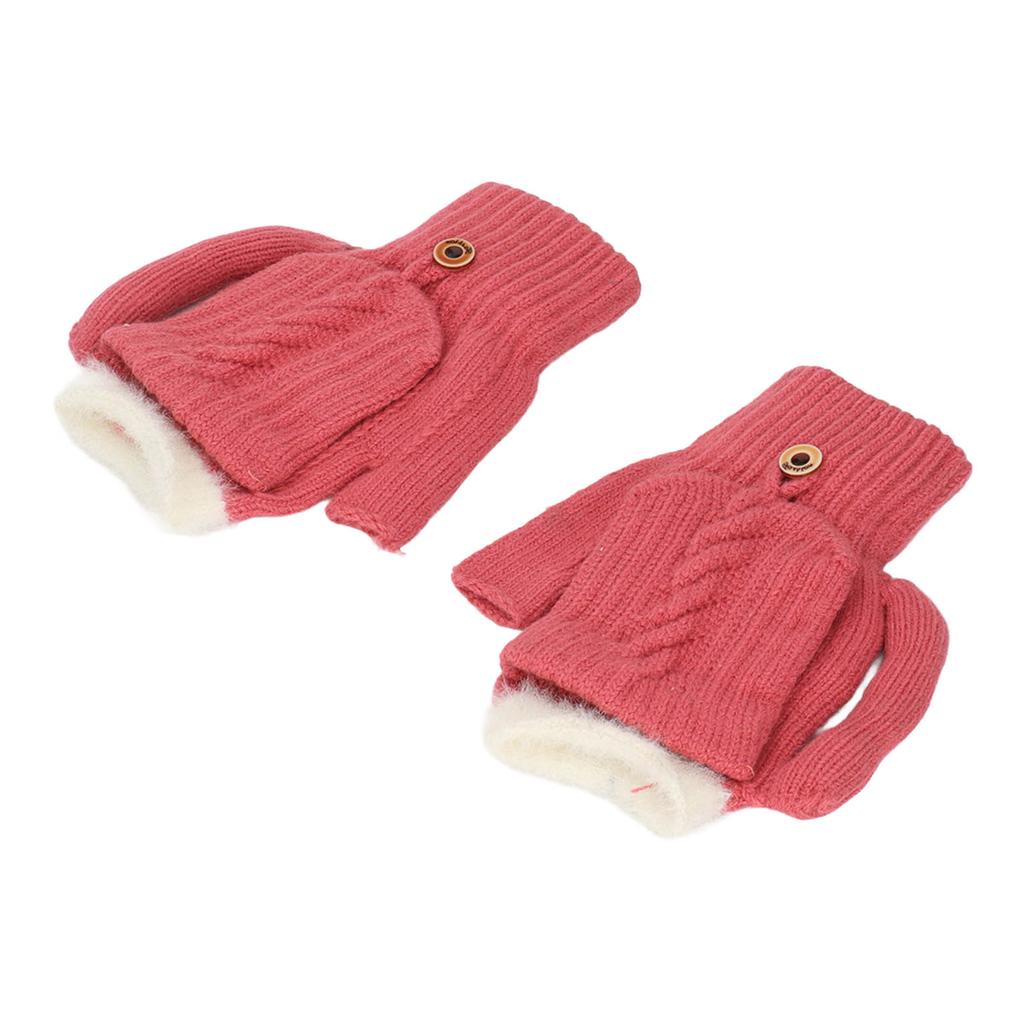 2 PCS USB Heated Gloves Double Sided Heating Knitted Gloves Temperature Adjustable Thermal Gloves Rose Red