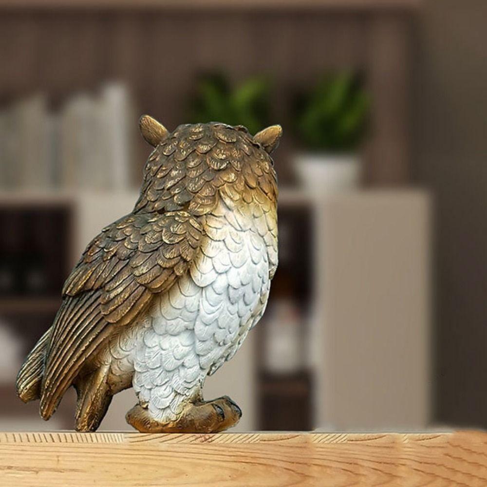Statue de Hibou en Résine Oiseau Simulé Figurine Miniature Mignonne Ornement de Bureau Bureau