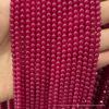 Lab-Grown Ruby Red Corundum Round Faceted Beads, Smooth Surface, Semi-Finished Gemstone for Beading