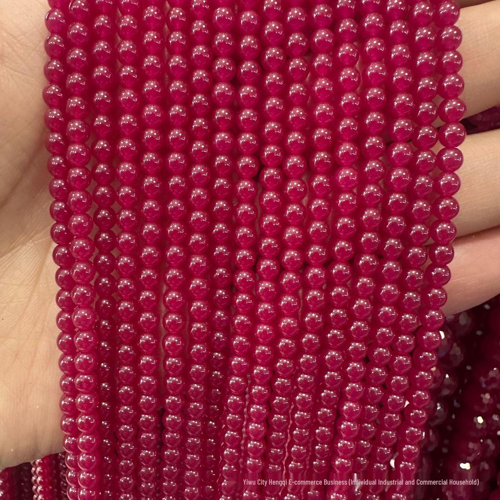 Lab-Grown Ruby Red Corundum Round Faceted Beads, Smooth Surface, Semi-Finished Gemstone for Beading