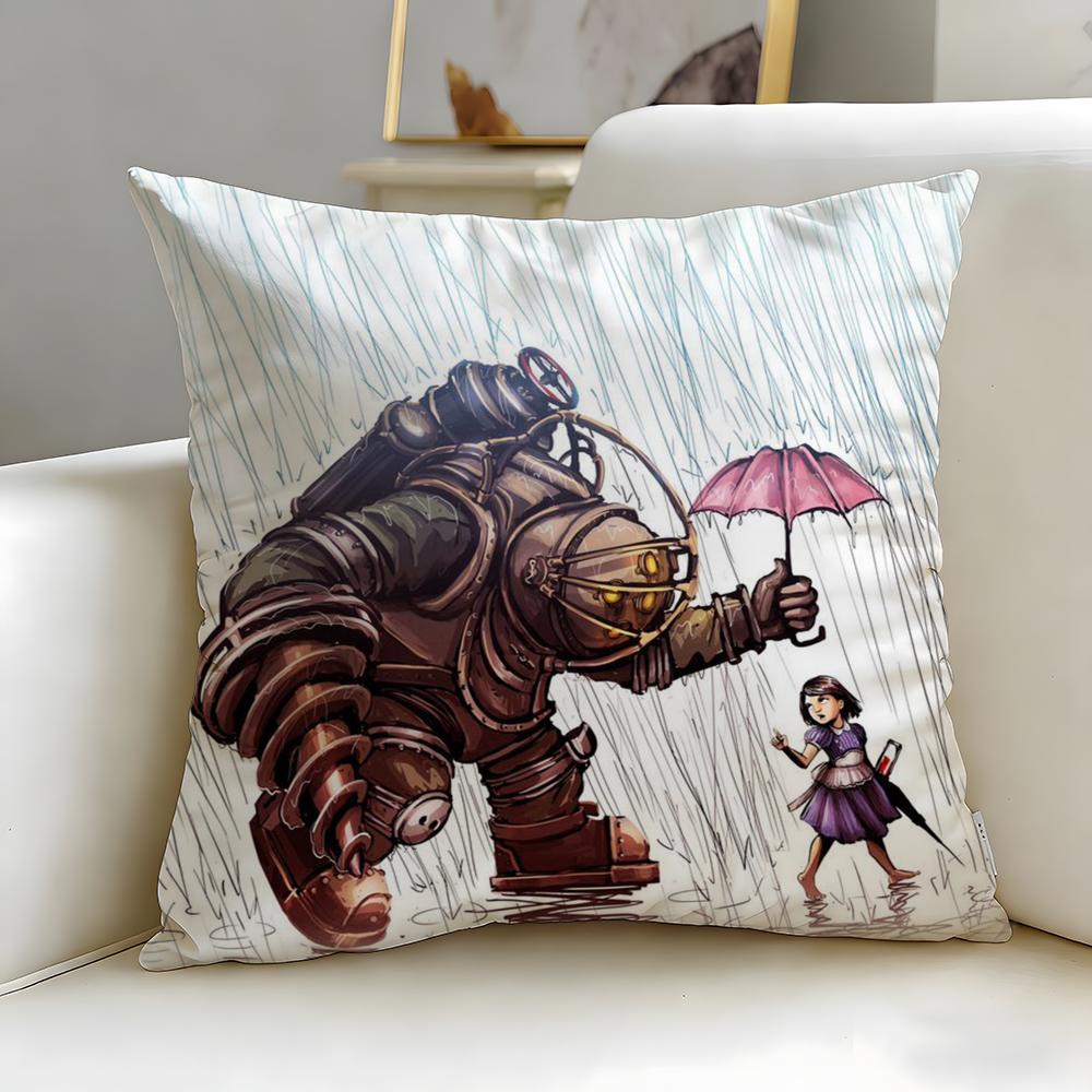 classic game BioShock Cushion Cover Soft  EasyWash Pillow Case  Versatile for Couch Bed Travel and Office