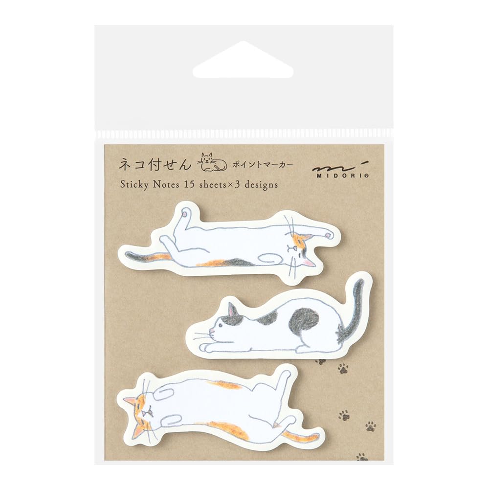 Midori Sticky Notes Point Expandable Cat Pattern