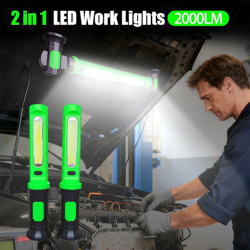 Work Light Bright LED Work Lights Rechargeable Magnetic Underhood Work Light with Hooks Cordless Battery Powered Flashlight