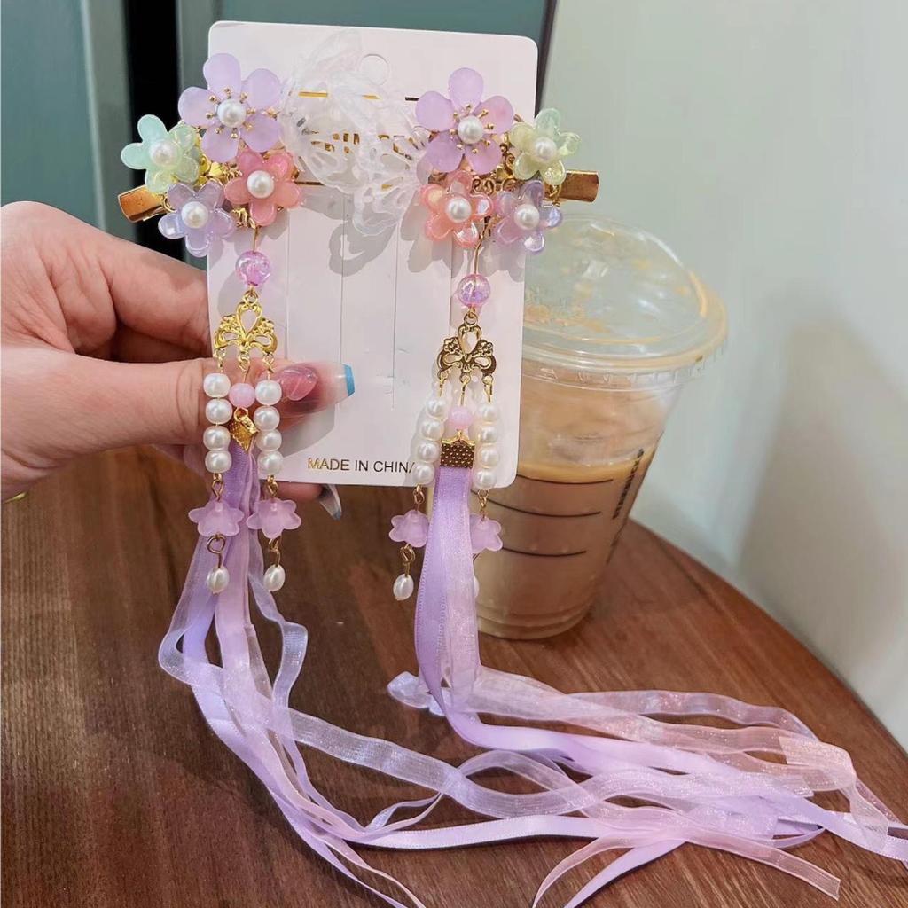 Ancient Style Children's Hanfu Hairpin with Tassel and Forehead Chain