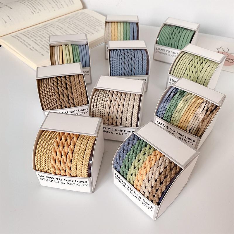 Fashion Hair Ties Set for Women Girls Simple Twist Elastic Rubber High Ponytail Hair Bands Hair Rope Hair Accessories Set