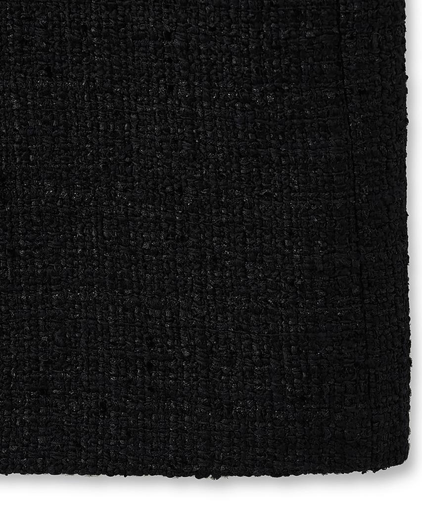 Noirer Fancy Tweed Double-Breasted Coat (Black)