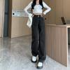 Women's High Rise Wide Leg Jeans Loose Straight Leg Denim Pants Vintage Washed Floor Length Casual Korean Style Trousers