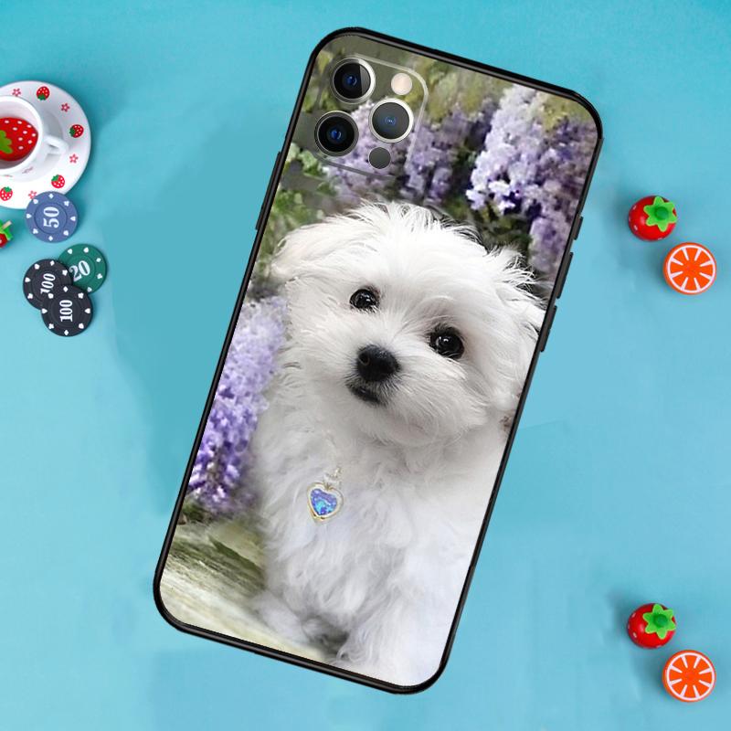 Cartoon Maltese Dog Phone Case For iPhone 17 Air 13 16 15 11 12 14 Pro Max 13 12 mini 15 16 Plus 16e Cover Funda