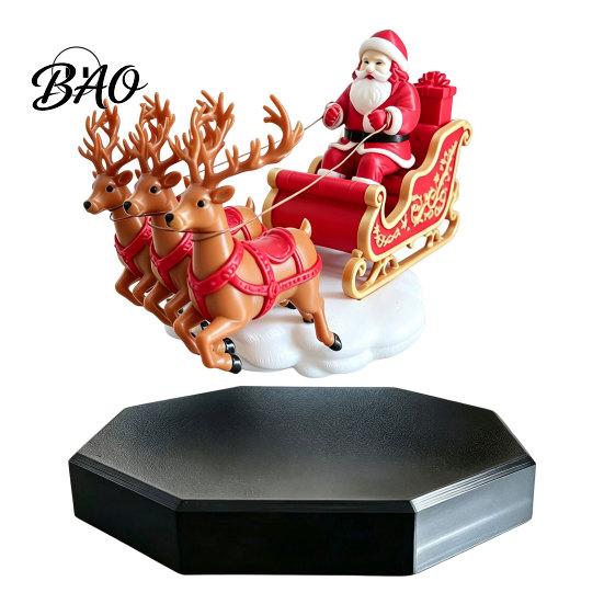 Levitating Holiday Decoration Floating Santa Sleigh, Magnetic Levitation Santa's Flying Sleigh Ornament, Christmas Desktop Display for Home,