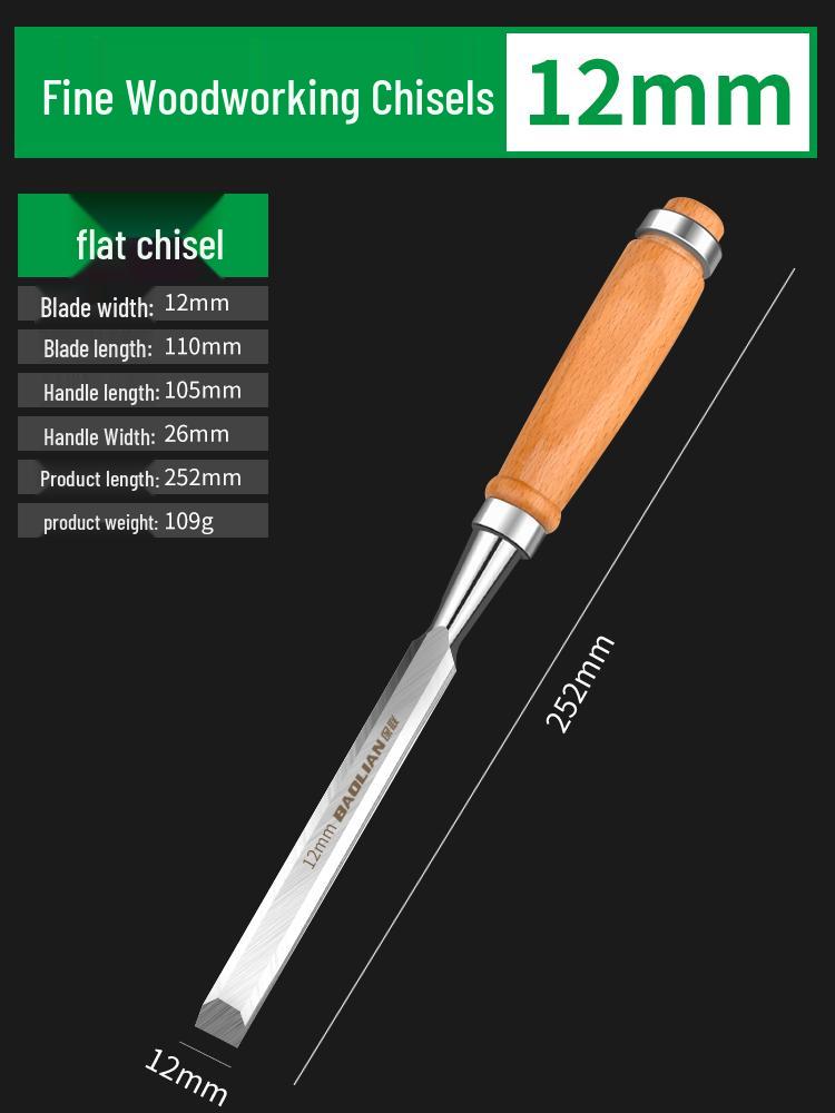 Carpenter's Woodworking Chisel Set with Wooden Handle - Flat, Shovel, Knife, Carving, Grooving, and Planing Tools