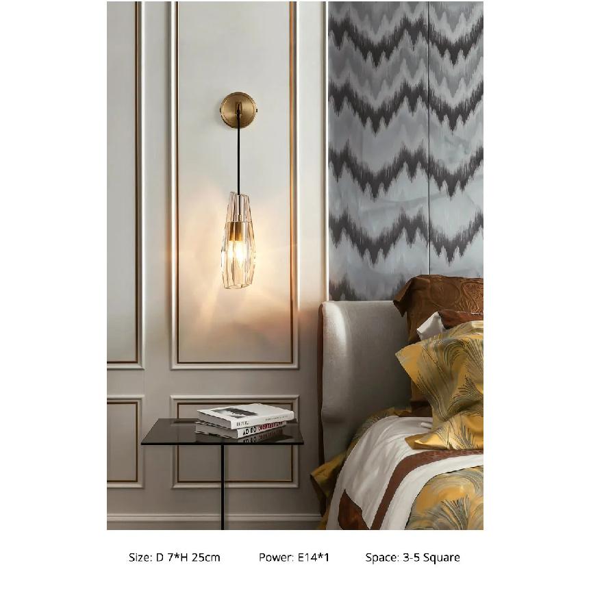 Nordic  Creative Living Room Crystal Wall Lamp Fashion Modern Minimalist Model Bedside Copper Wall Lamp Bedroom Corridor