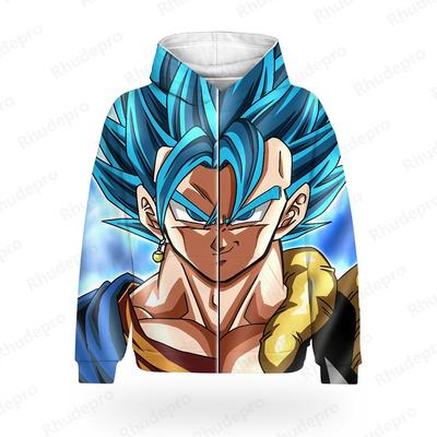 Ubrania chłopięce Męskie Goku Styl Harajuku Vegeta High Street Dragon Ball Strój dla pary Bluza z kapturem na siłownię Męska Koszulka z długim rękawem Tops 2024