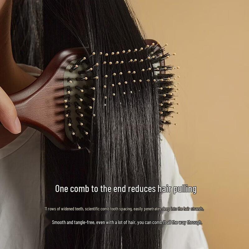 Yujian Upgraded Boar Bristle Scalp Massage Wooden Comb