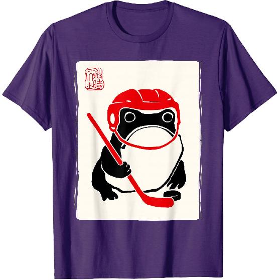 Ice Hockey Japanese Grumpy Frog Funny Hockey T-Shirt