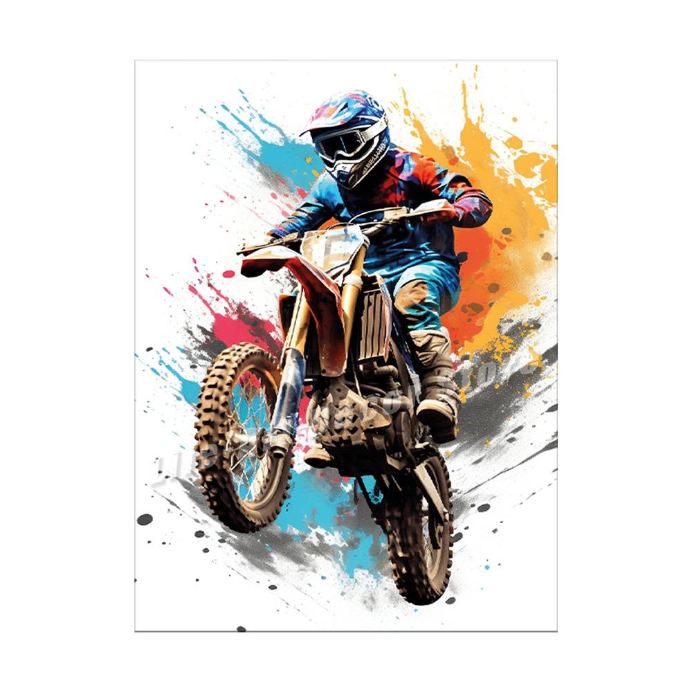 Watercolour Dirt Bike Motocross Posters Prints Canvas Painting Motorcycle Motorbike Wall Picture for Room Home Decor Biker Gift