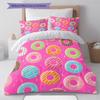 Donuts Pattern Bedding Quilt Set Quilt Cover Pillowcase Home Decoration Gift (1 * duvet cover + 2 * pillowcase, without core)