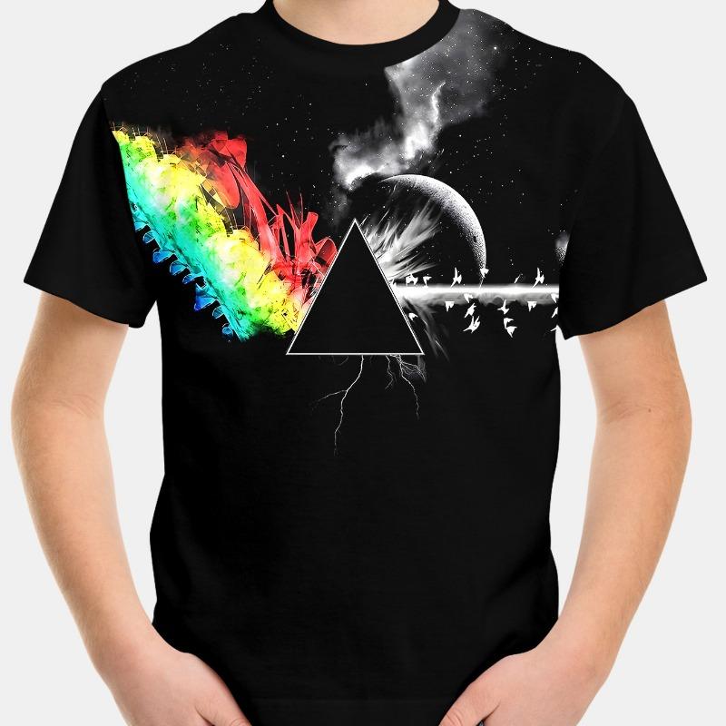 

Черная повседневная футболка с коротким рукавом и 3D цифровой печатью для детей 170