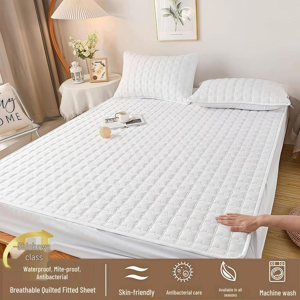 Wodoodporny Pikowany Ochraniacz na Materac Klasy A - Łóżko Podwójne, Oddychająca i Odporna na Wilgoć Narzuta