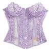 Women Sexy Purple Lace Hollow Out Perspective Boned Corset Waist Cincher Body Shaper