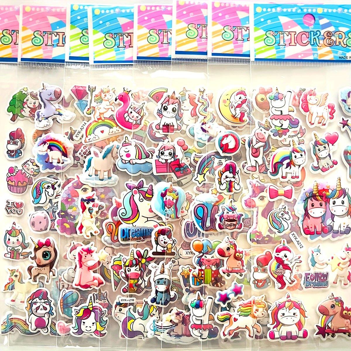 

10pcs 3D Unicorn Stickers - 114 Multi-Design Fluffy Puffy Stickers for DIY Crafts, Bottles & Home Decor | Reusable Easy ZSY