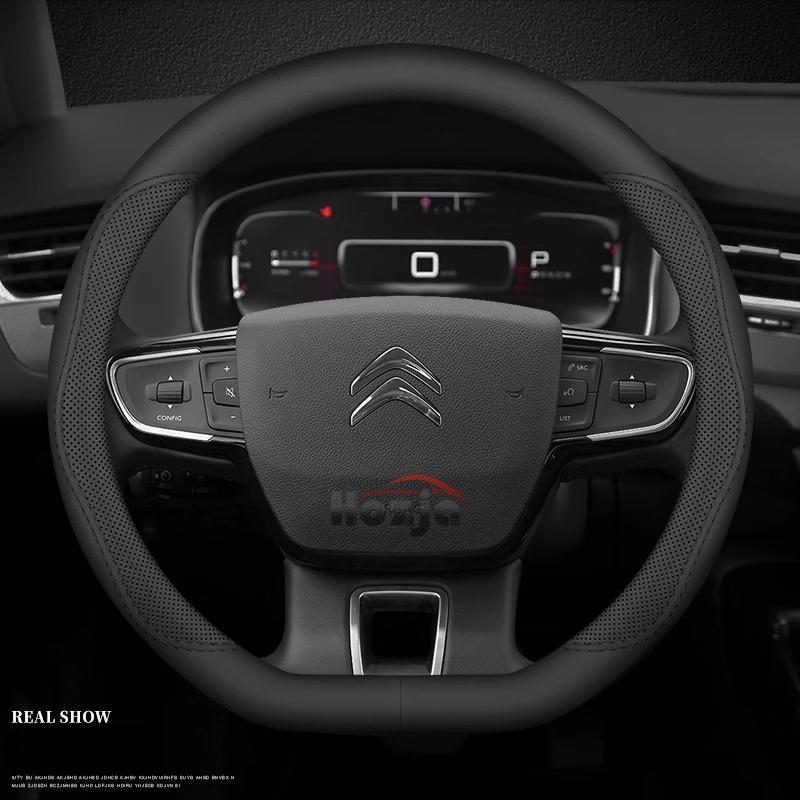 Car Suede Leather Steering Wheel Cover For Citroen C4 C3 Elysee C3 AIRCROSS Car-Styling Steering Wheel Auto Accessories