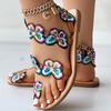 Flower Ladies Sandals Set Toe Rivet Flat Women's Shoes Vacation Plus Size Shoes