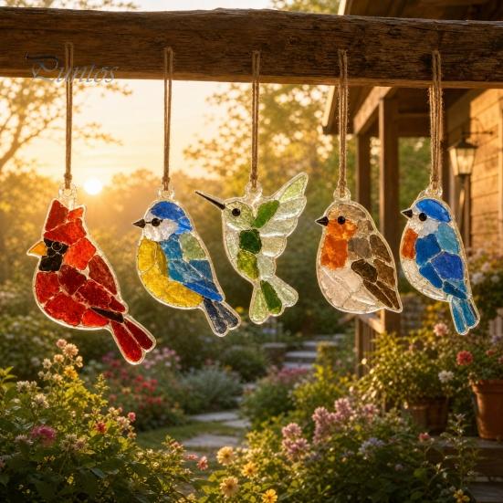 Farm Animal Suncatcher Sea Glass Ornament, Handmade Ocean Acrylic Hanging Pendants, Pendant Ornament DIY Summer Decor, Valentine's Day Beach