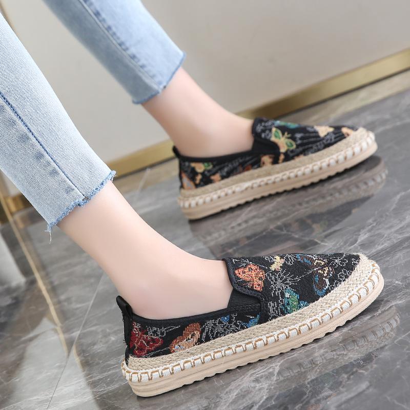 CRLAYDK Classic Loafers for Women Slip On Espadrilles Dressy Casual Lightweight Shoes Ladies Breathable Printed Soft Flats