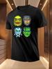 Retro Monster Mask Print Tshirt - Vibrant Colorful Design