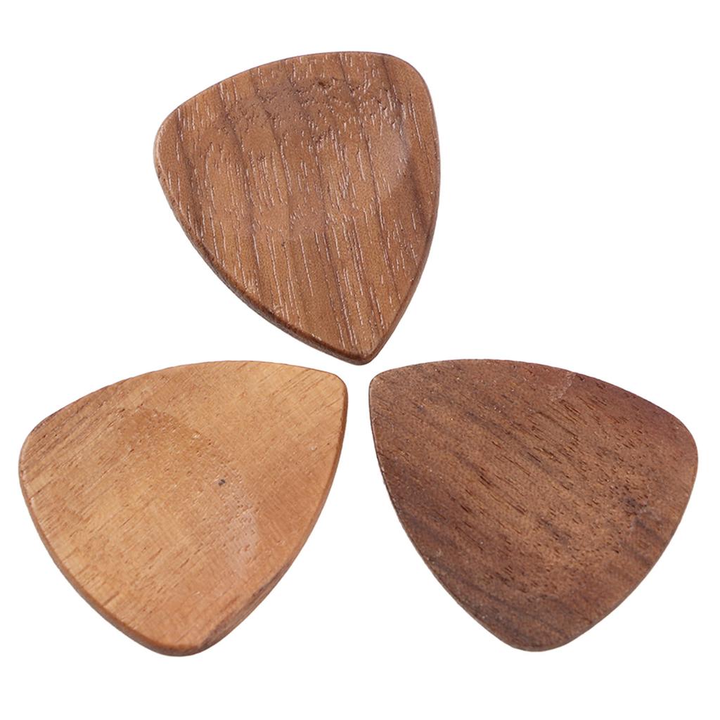 Wood Guitar Pick Holder Set 3 Pcs Wooden Guitar Picks and Storage Case for Performance