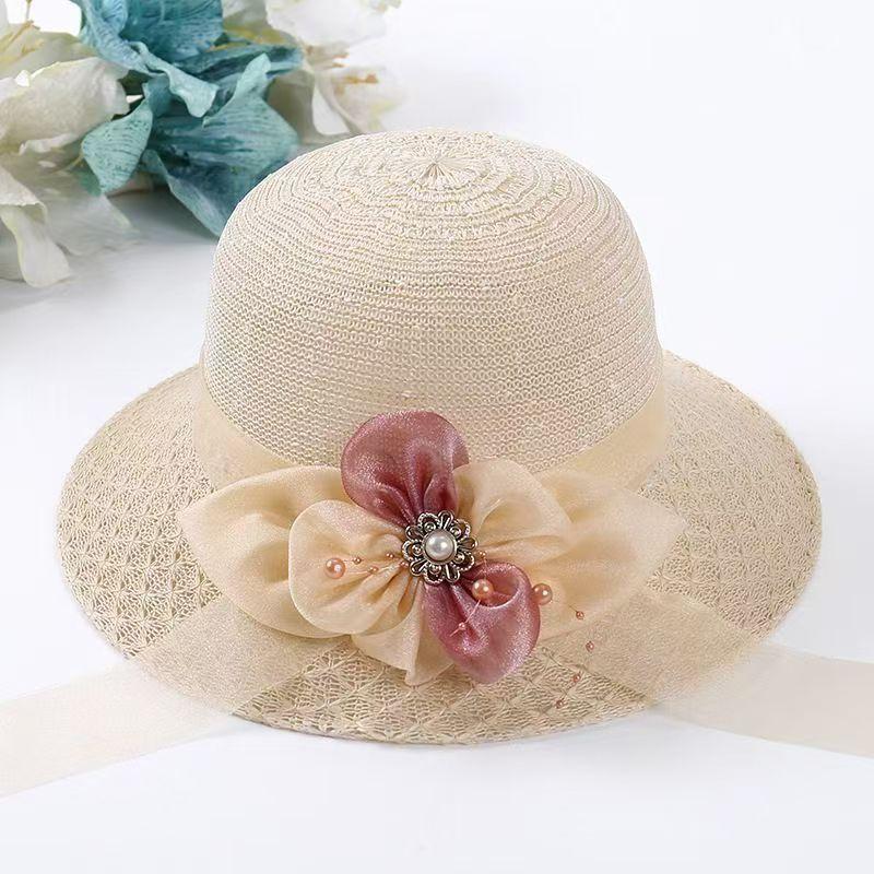 Hat Women's Sunscreen Sun Hat New Large Brim Bow Mother's Day Straw Hat Travel Sun Hat
