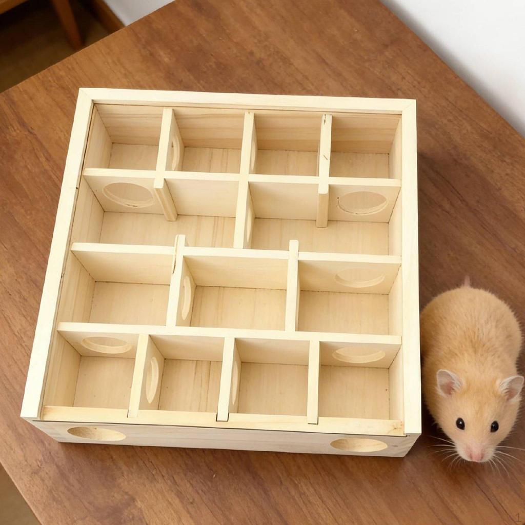 Wooden Hamster House Intelligence Development Small Pet Tunnel with Clear Lid Solid Wood