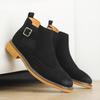 New Retro Style Chelsea Men Boots Carved Frosted  Polished Colors Business  Casual Belt Buckle Decorati Short Boots