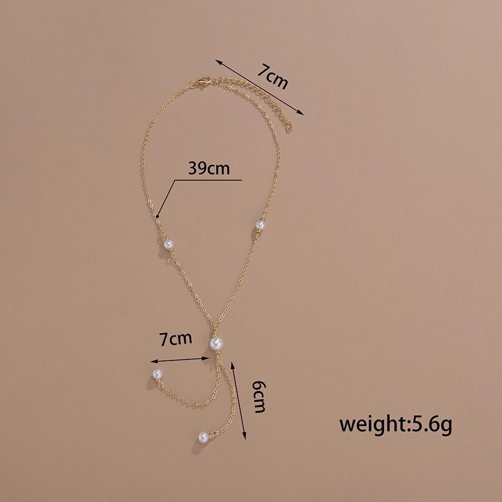 Personal Cold Wind, Pearl Fringed Long Necklace Adjustable Metal Collarbone Chain