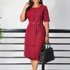 Women's New Fashion Temperament Solid Color Short-sleeved Tongle Professional African Dress