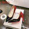 Aphixta Seksowne Czerwone Spody Wysokie Obcasy Dla Pań Kobiet 10cm Szpilka Gradient Szpiczasty Nosek Buty Imprezowe Plus Duży Rozmiar 44-53