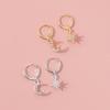 Trendy Star Geometric And Moon Earrings Alloy Jewelry With Rhinestones Women For