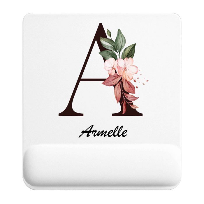Tapis de souris - PLANETEE - Armelle Lettre Fleur - 22x18 cm - 3 mm - Surface lisse antidérapante