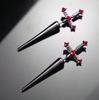 Fashion Punk Jewelry Cool Sword Gothic Kinitial Piercing Earrings for Women Men Gothic Crystal Ear Jacket Dagger Studs Earring