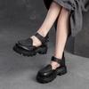 Johnature Sandali retrò con suola spessa Scarpe da donna versatili con chiusura a strappo in vera pelle