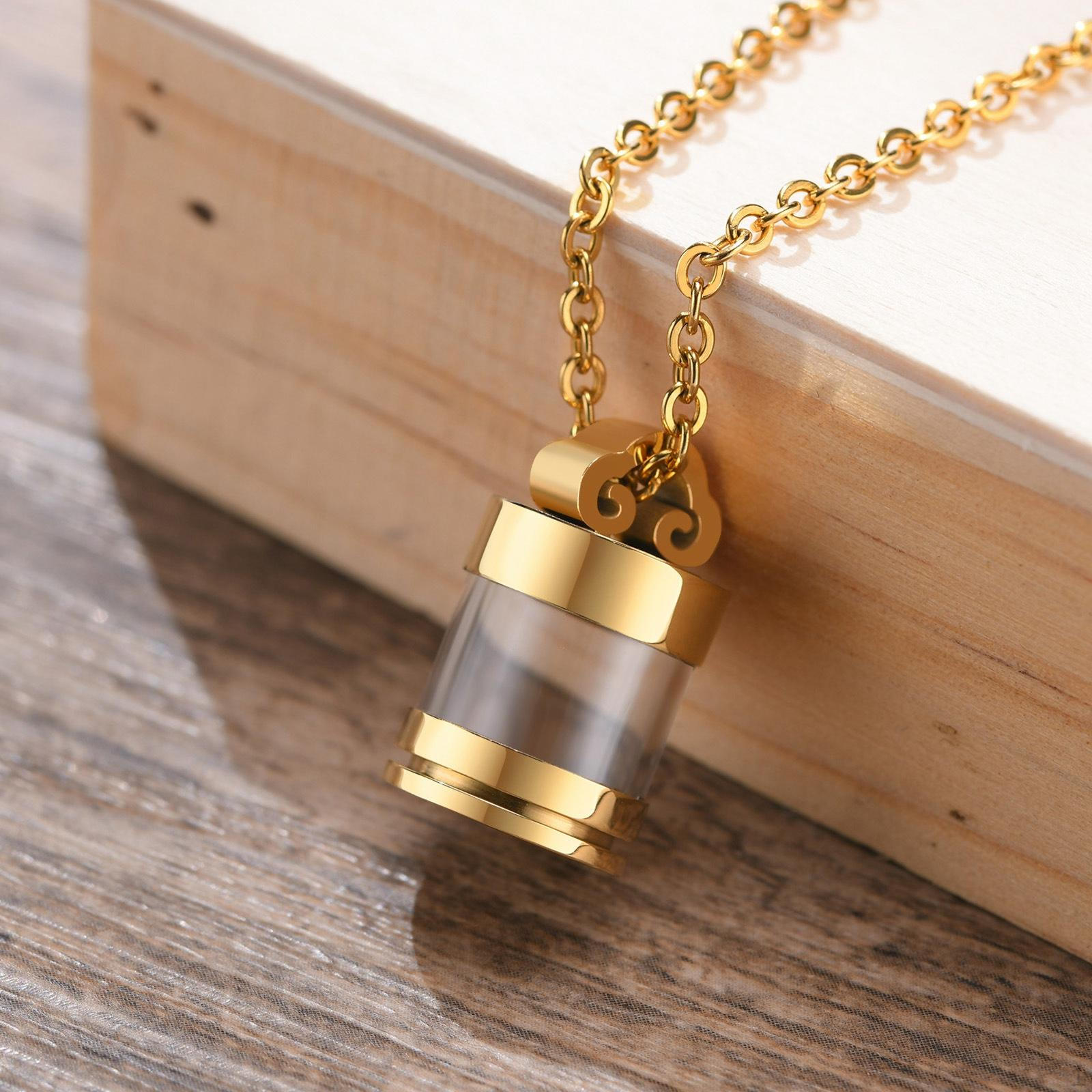 

Cremation Pendant Ash Chain Transparent Body Detachable Hanging Smooth Container for Funeral Boy Men золотий